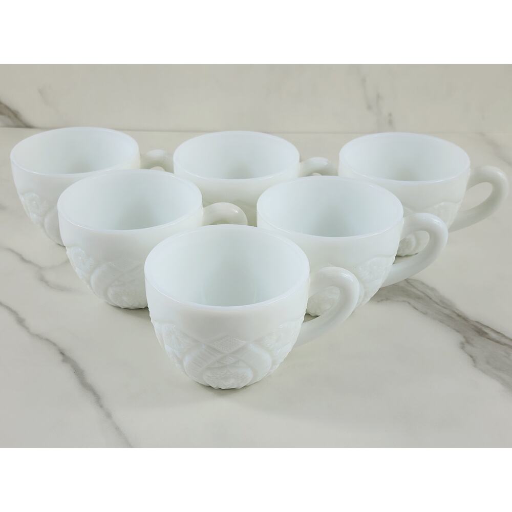 The Concord Milk Glass Punch Cups 2 3/4" x 3" Mckee Year 50's x6 Vintage